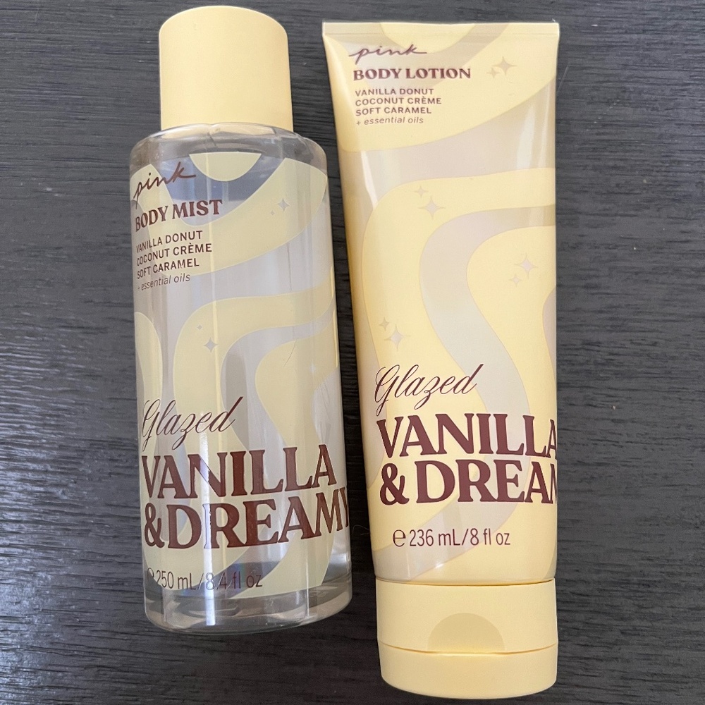Victoria's Secret PINK Vanilla & Dreamy Glazed mist & lotion set𐙚🧁₊ ⊹